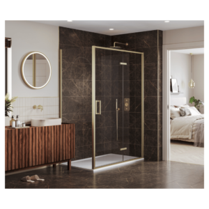Merlyn AHI12BBR Arysto Sleek 1200 Brushed Brass Hinge Inline Enclosure