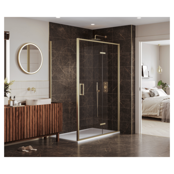 Merlyn AHI12BBR Arysto Sleek 1200 Brushed Brass Hinge Inline Enclosure