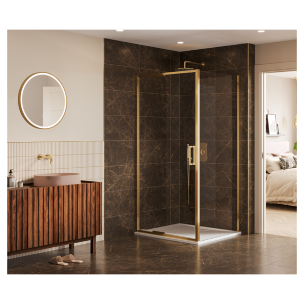 Merlyn ANF80BBR 800mm Arysto Sleek Infold Shower Door Brushed Brass
