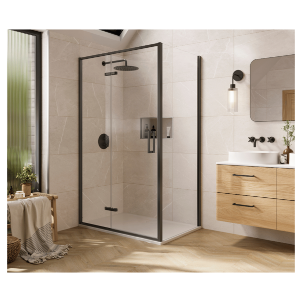 Merlyn AHI14BGM 1400mm Brushed Gun Metal Hinge Inline Enclosure