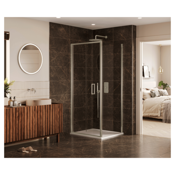 Merlyn AB80BN 800mm Arysto Sleek Bifold Shower Door Brushed Nickel