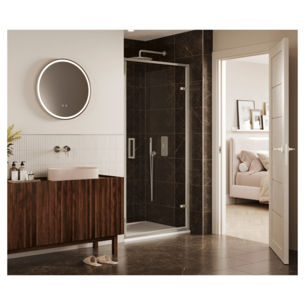 Merlyn AH80BN 800mm Arysto Sleek Hinge Shower Door Brushed Nickel