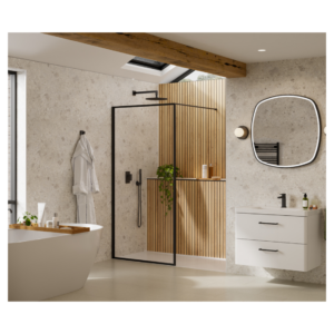 Merlyn AW80MB 800mm Arysto Sleek Framed Showerwall Matt Black