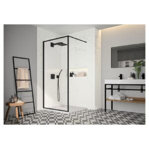 Merlyn AW90MB Arysto Sleek 900mm Matt Black Showerwall