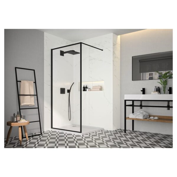 Merlyn AW90MB Arysto Sleek 900mm Matt Black Showerwall
