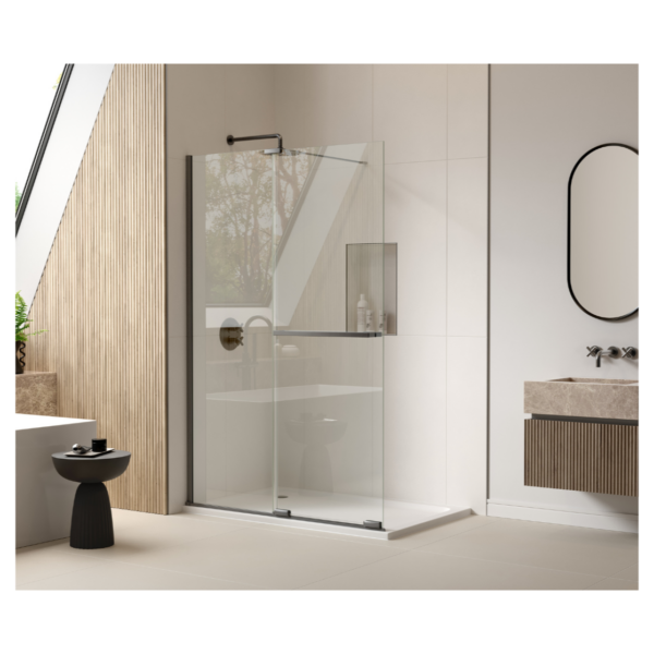 Merlyn ARXFSL120SWERBGM 1200 mm Right Hand Brushed Gun Metal Sliding Shower Wall