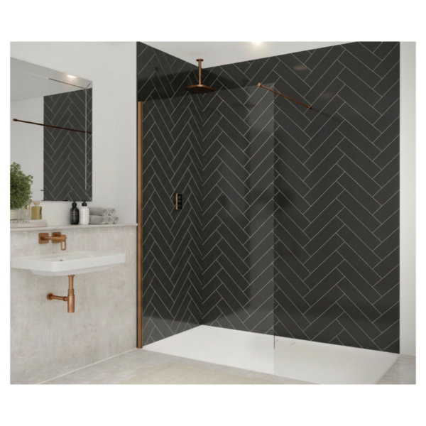 Merlyn 8WSV30BBZ 300mm Brushed Bronze 8mm Wetroom Swivel Panel
