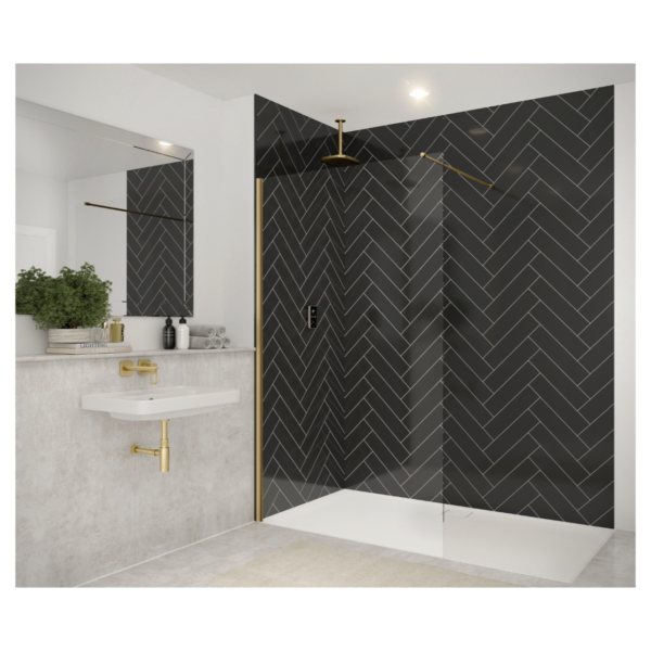 Merlyn 8W30BBR 300mm 8mm Wetroom Panel Brushed Brass