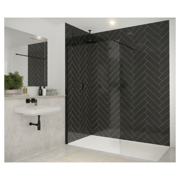 Merlyn 8W30MB 300mm Matt Black 8mm Wetroom Panel