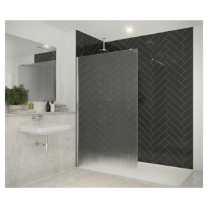 Merlyn 8WFL70 700mm Chrome Fluted Wetroom Panel With Bracing Bar