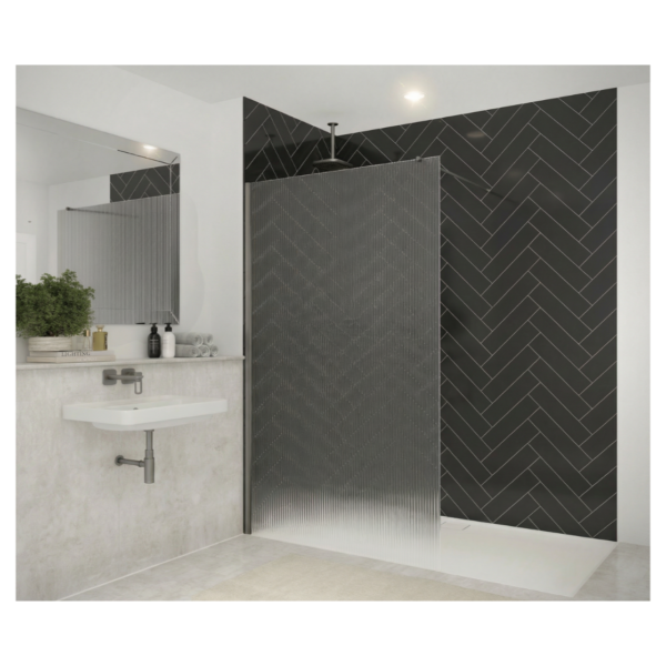 Merlyn 8WFL70BGM 700mm 8mm Fluted Wetroom Panel Gunmetal